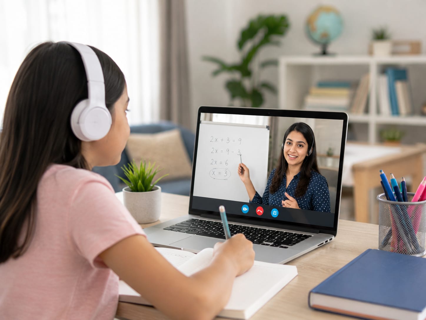 A Kaplac tutor teaching students online